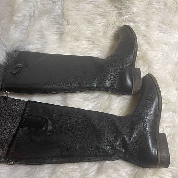 Frye Pippa 77007 Leather Black tall boots Back Zipper Size 6.5B - Picture 7 of 13